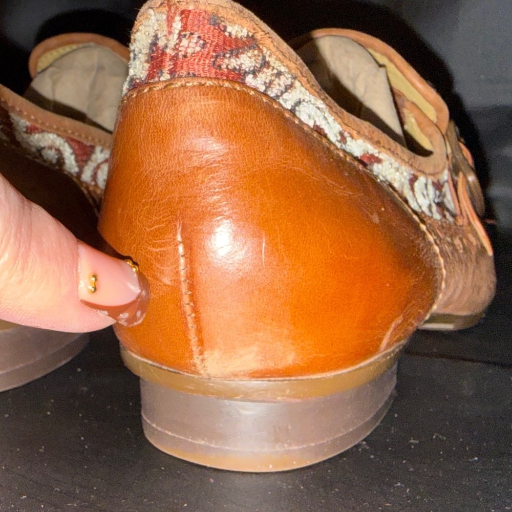 Latigo F-Troop Leather Tapestry Monk Strap Loafers Cognac Brown 7.5M - Picture 6 of 11